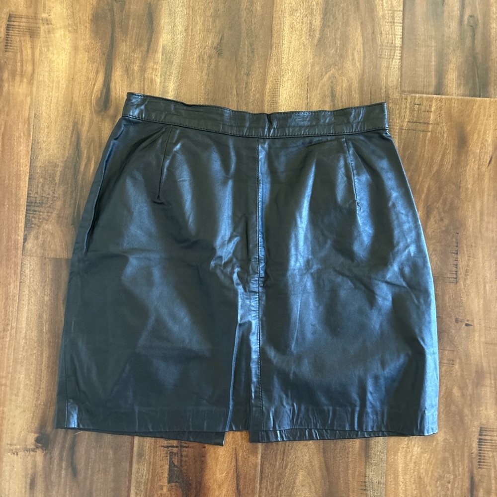 Black Leather Skirt, vintage, mini